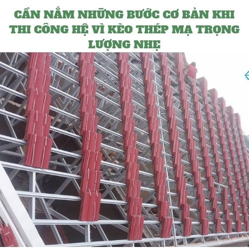 NHỮNG BƯỚC CƠ BẢN KHI THI CÔNG HỆ VÌ KÈO THÉP MẠ TRỌNG LƯỢNG NHẸ