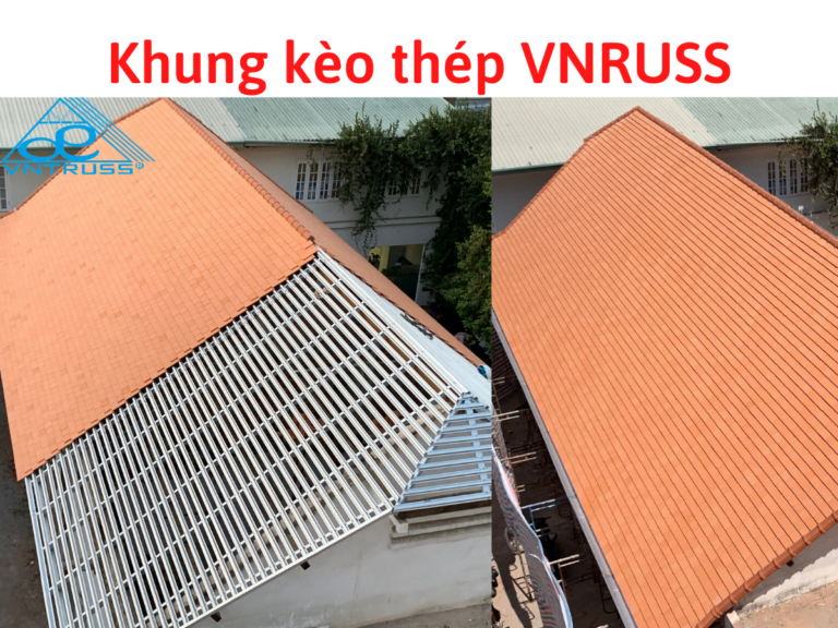Kết cấu khung kèo vì kèo thép nhẹ hai lớp lợp ngói