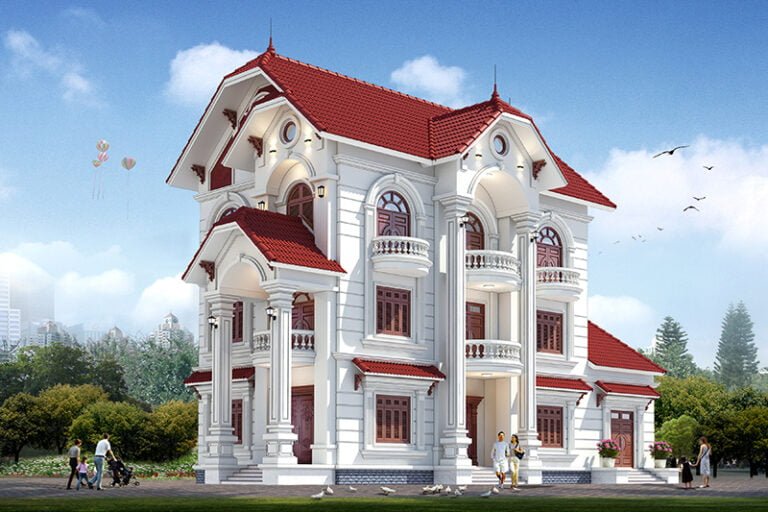 10+ các mẫu thiết kế nhà biệt thự mái ngói đỏ