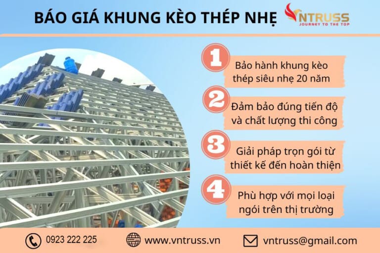 Báo giá khung kèo thép nhẹ VNTRUSS