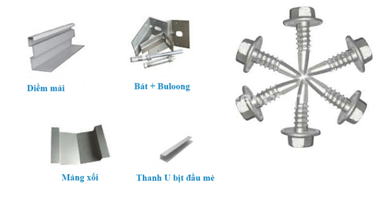 Các loại vật liệu liên kết với xà gồ với khung kèo thép