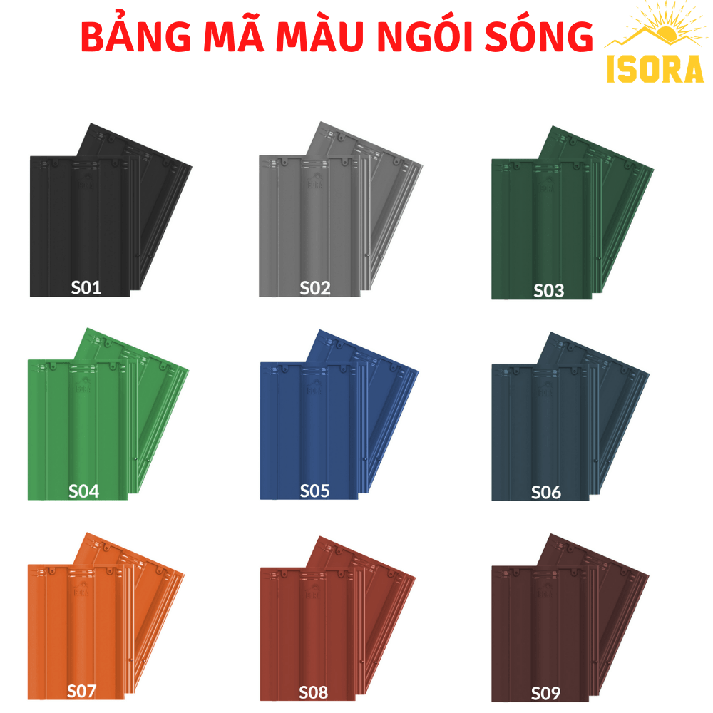 bảng mã màu ngói sóng isora