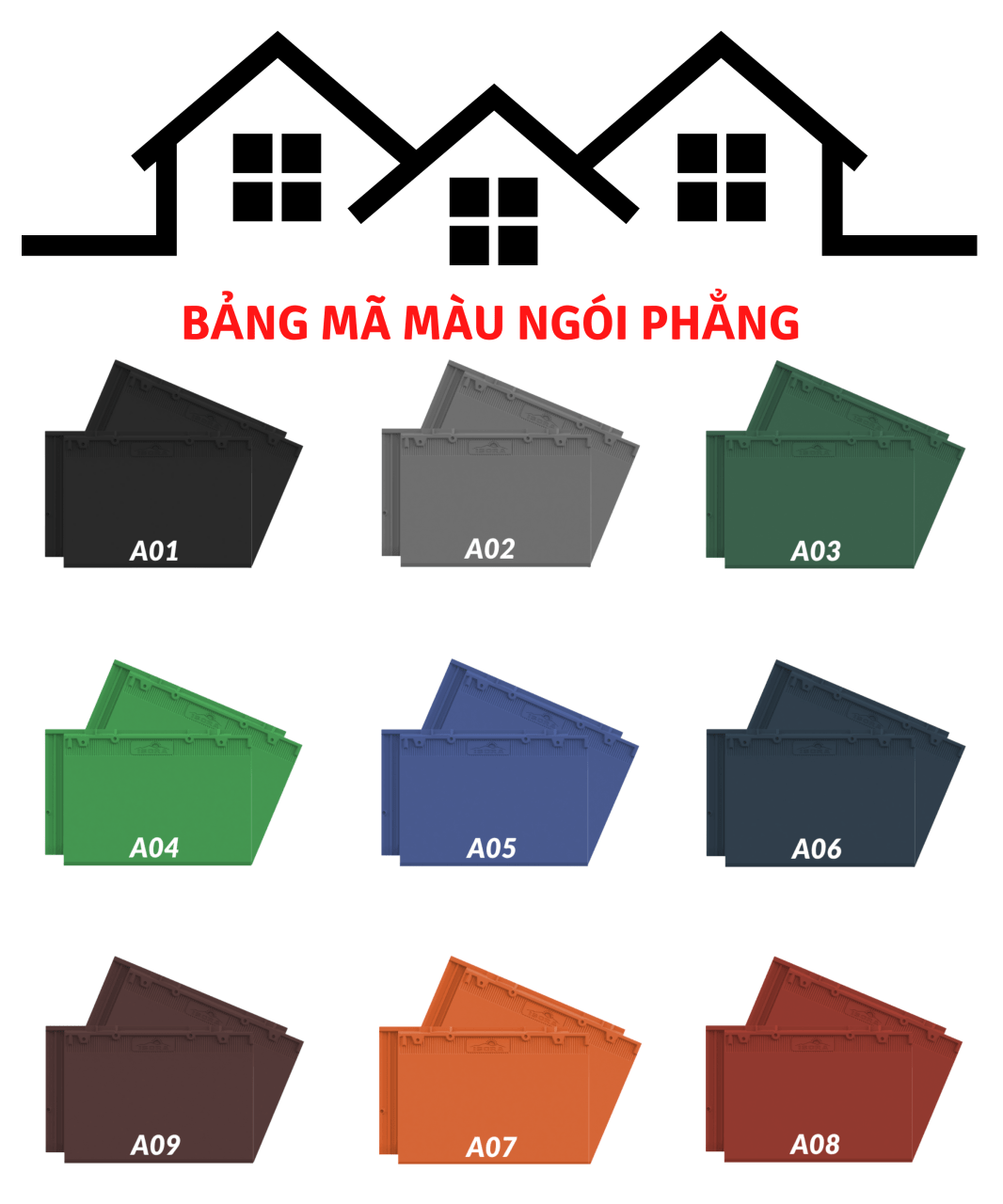 bảng mã màu ngói lợp nhà isora