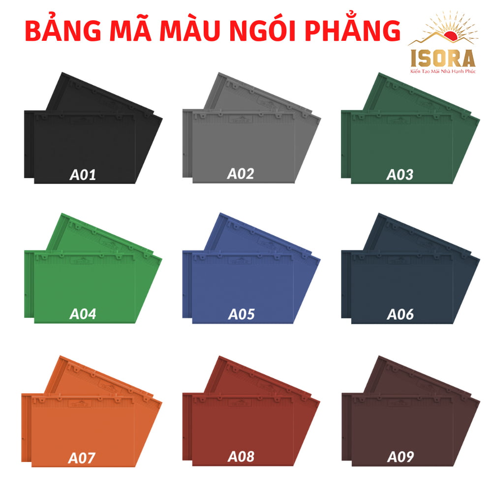 bảng mã màu ngói phẳng isora