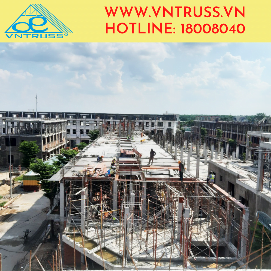 VÌ KÈO THÉP SIÊU NHẸ, CHỐNG RỈ VNTRUSS THI CÔNG MÁI DỰNG DỰ ÁN KHU THƯƠNG MẠI ĐẠI PHÁT