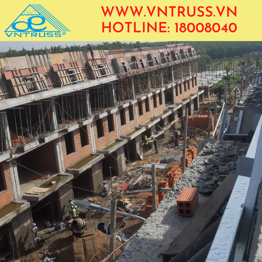 VÌ KÈO THÉP SIÊU NHẸ, CHỐNG RỈ VNTRUSS THI CÔNG MÁI DỰNG DỰ ÁN KHU THƯƠNG MẠI ĐẠI PHÁT