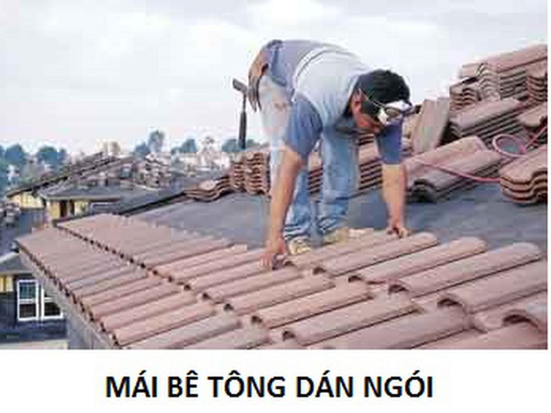 mái bê tông cốt thép dán ngói