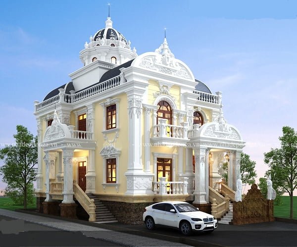 Màu vàng nhạt nhẹ nhàng, sang trọng, thể hiện sự bề thế của gia chủ