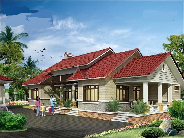 Những gia đình giàu có ở quê trước đây thường xây mẫu nhà lợp ngói 3 gian như thế này, an toàn, kiên cố và tách biệt với dân làng.