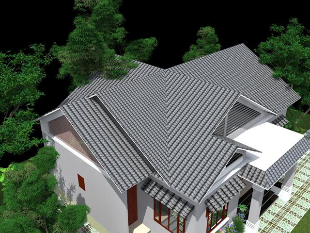 Nhà mái ngói Thái xếp tầng đẹp mắt