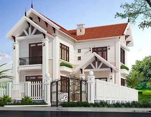 Những mẫu nhà 2 tầng mái ngói chữ L phù hợp với những căn nhà có diện tích xây dựng rộng.