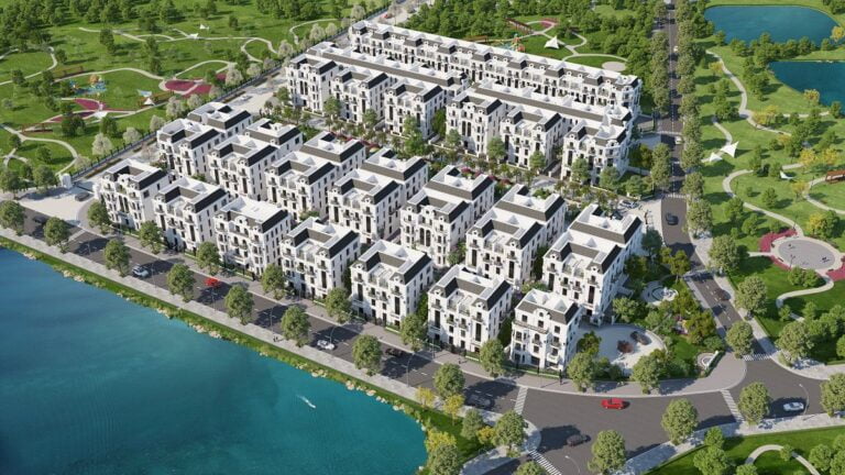 Khu đô Thị Thạch Bàn Lakeside Hà Nội khung kèo thép siêu nhẹ Vntruss và ngói đá đen Lai Châu