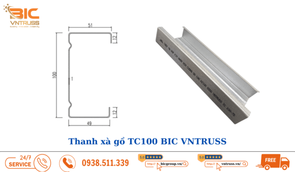 Thông số kỹ thuật thanh TC100 Bic Vntruss