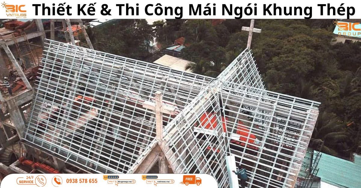 bao gia thi công mái ngói ngói khung kèo thép