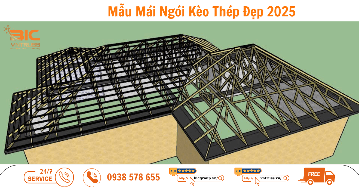 Mẫu Mái Ngói Kèo Thép Nhẹ Đẹp Cho Năm 2025
