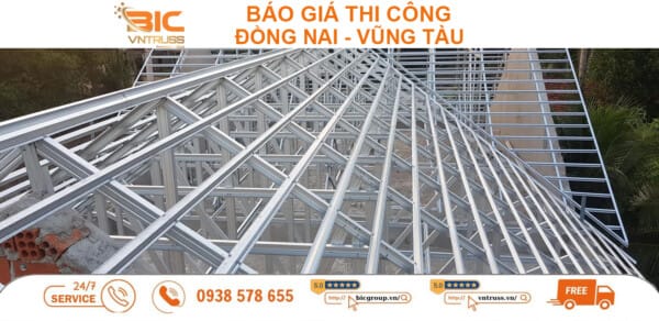 Báo Giá Thi Công Khung Kèo Mái Ngói Thép BIC VNTRUSS Cho Nhà Mái Thái Tại Đồng Nai Và Vũng Tàu