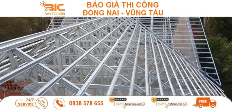 Báo Giá Thi Công Khung Kèo Mái Ngói Thép BIC VNTRUSS Cho Nhà Mái Thái Tại Đồng Nai Và Vũng Tàu