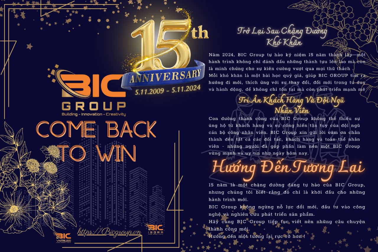 BIC GROUP Kỷ Niệm 15 Năm Thành Lập Với Chủ Đề “Comeback To Win”