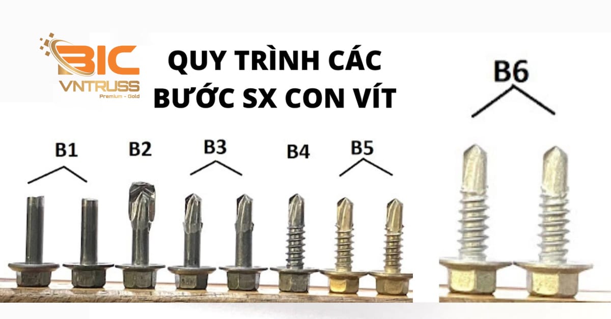 Đinh vít bắn tôn BIC VNTRUSS có quy trình sản xuất rõ ràng