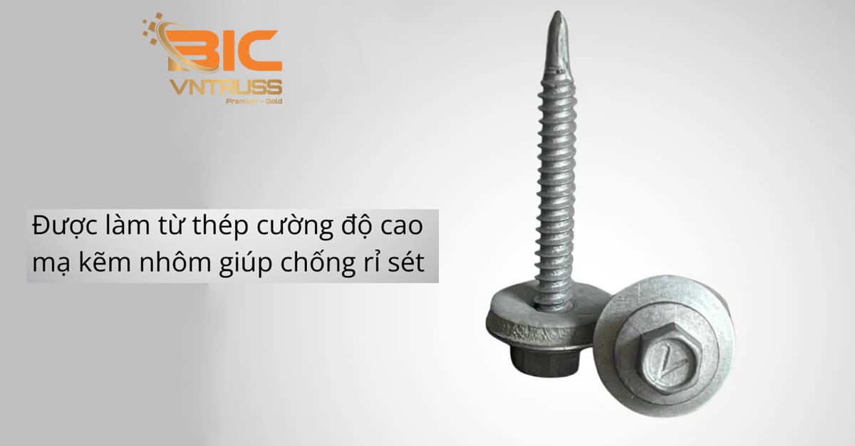 Vít Bắn Tôn Phổ Biến Khi Lợp Mái Tôn Sử Dụng Khung Kèo Thép Nhẹ