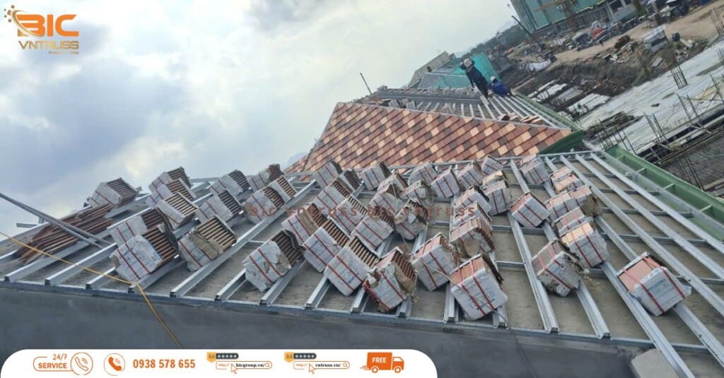 Cầu phong li tô thép nhẹ BIC VNTRUSS tại dự án Cát Bà