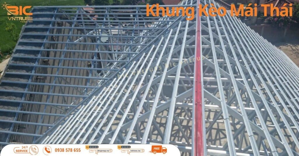 Khung mái Thái là hệ thống kết cấu chịu lực chính của mái nhà