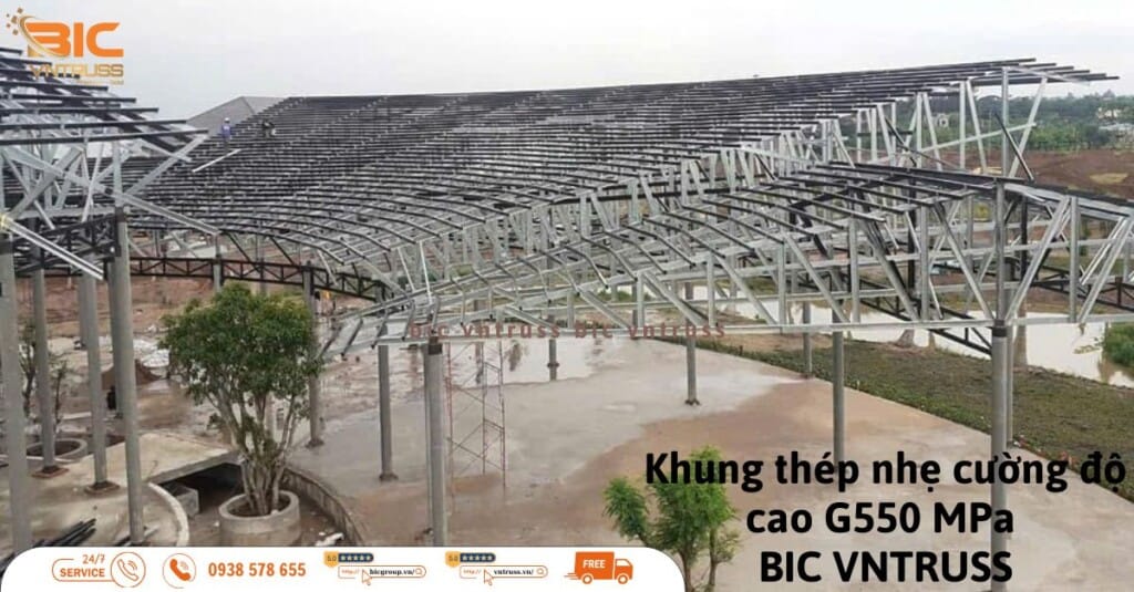 Nhà tiền chế khung thép nhẹ cuờng độ cao G550 MPa