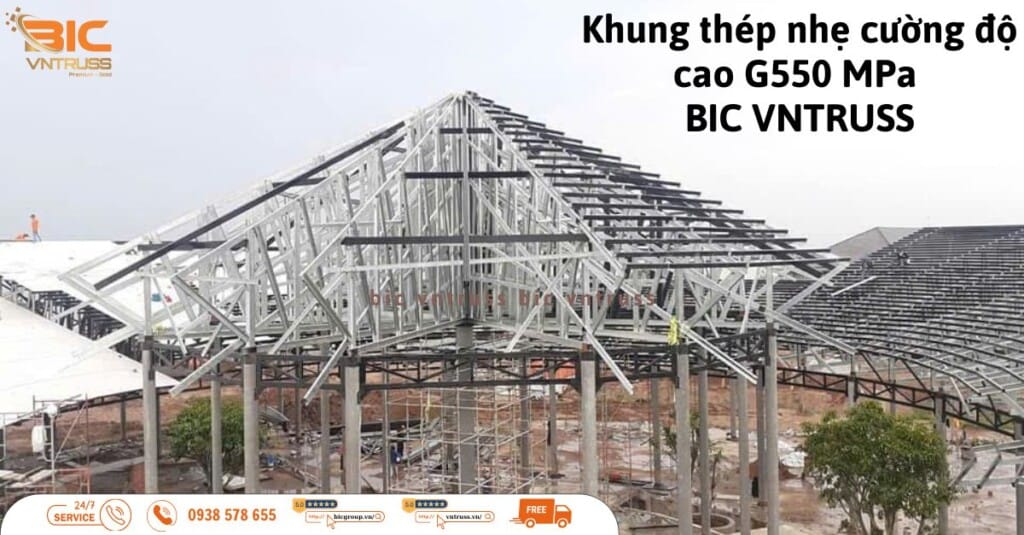 Nhà tiền chế khung thép nhẹ cuờng độ cao G550 MPa