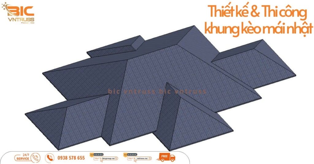 thi công khung kèo mái Nhật