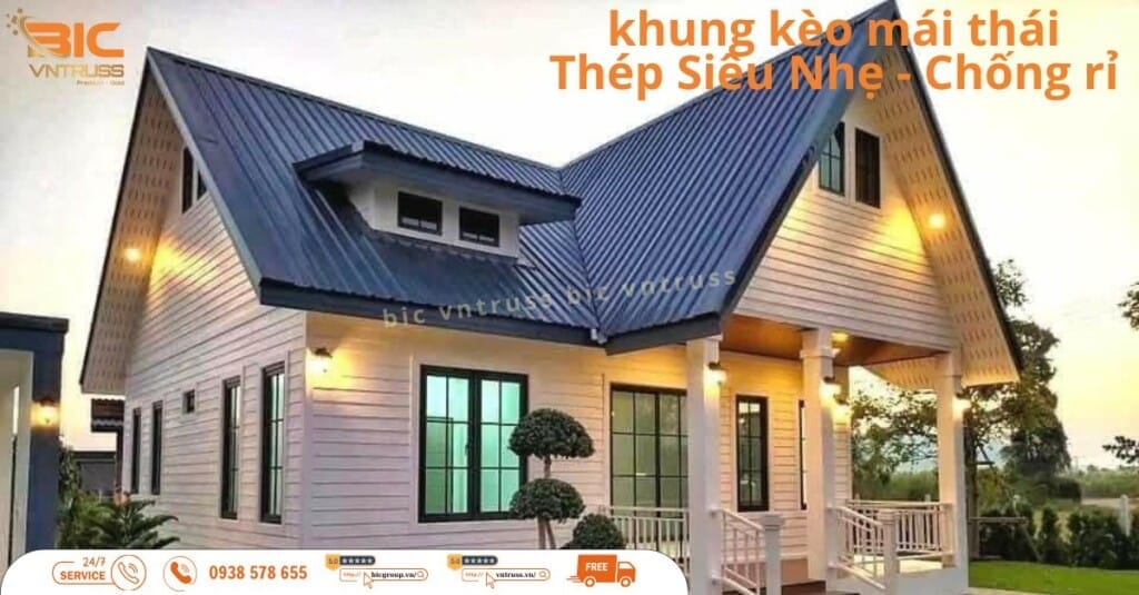 Khung mái Thái bằng thép siêu nhẹ