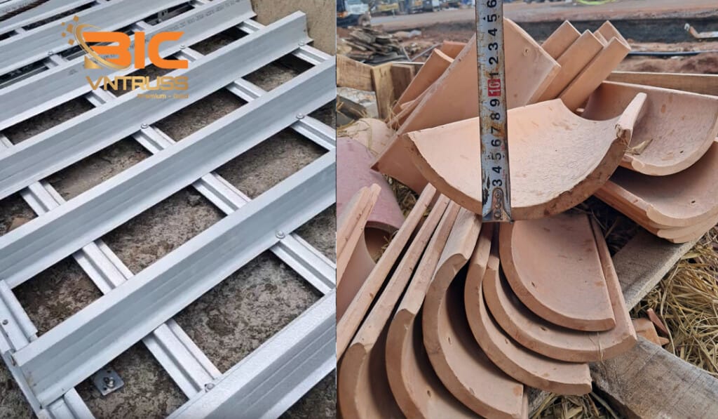 Thép nhẹ VNTRUS thi công mái ngói Địa Trung Hải