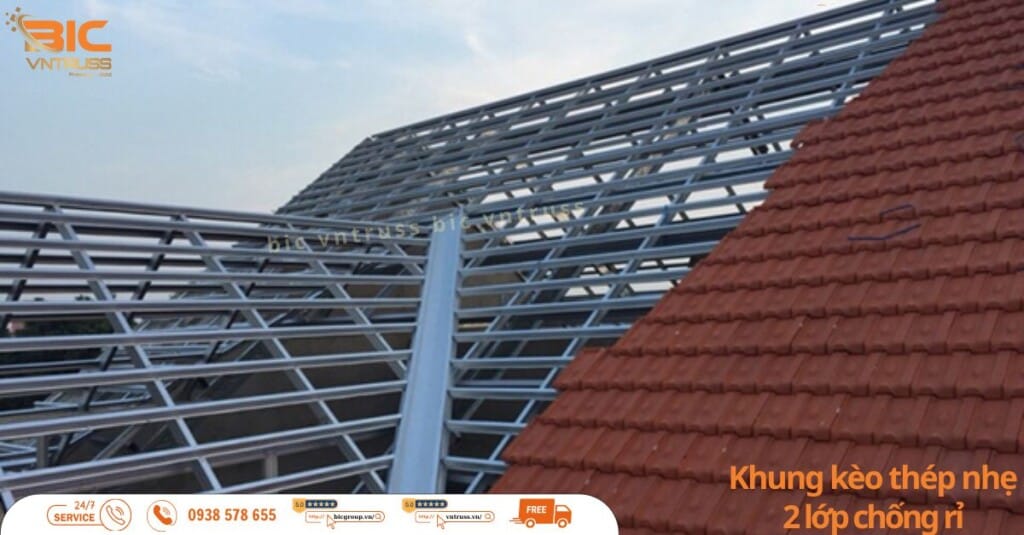 cách lợp mái ngói Nhật trên hệ khung kèo thép nhẹ bic vntruss