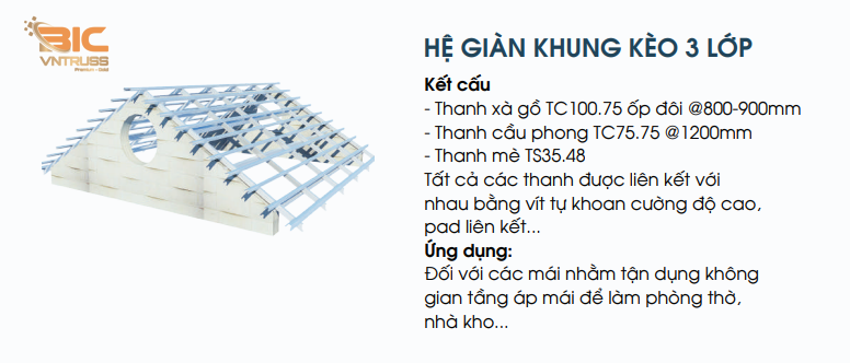 khung kèo Thép VNTRUSS 3 lớp